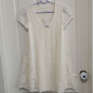 URBAN OUTFITTERS XS SUNFLOWER WHITE LACE DRESS